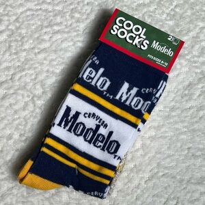 2/$18 💥🆕 Cerveza Modelo Beer Blue, Yellow & White Adult Cool Socks | 3997